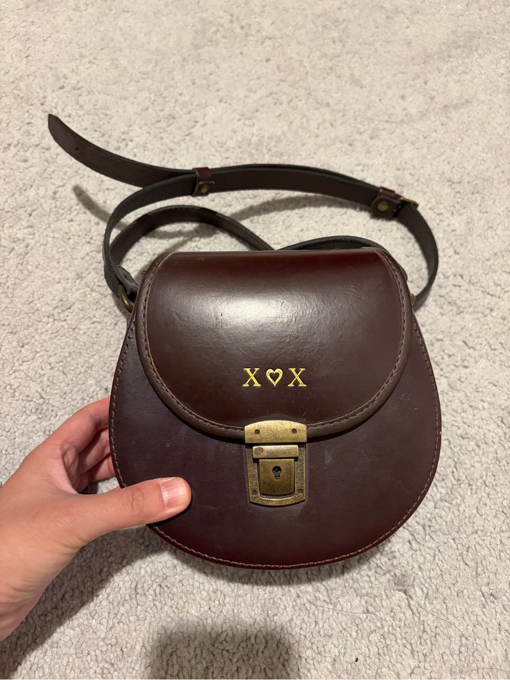 Beara Beara Mini Saddle Crossbody Bag — Dark Brown Leather